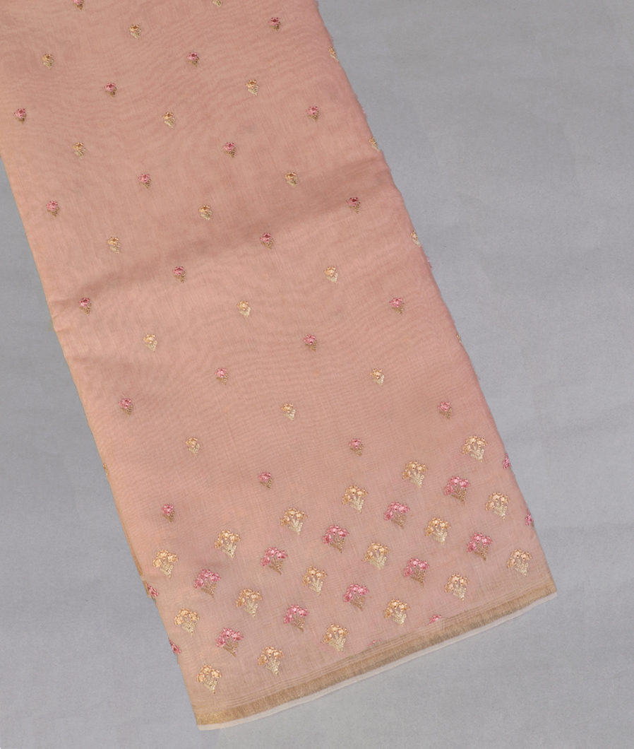 Pink Chanderi Cotton Embroidery Saree T436589-image