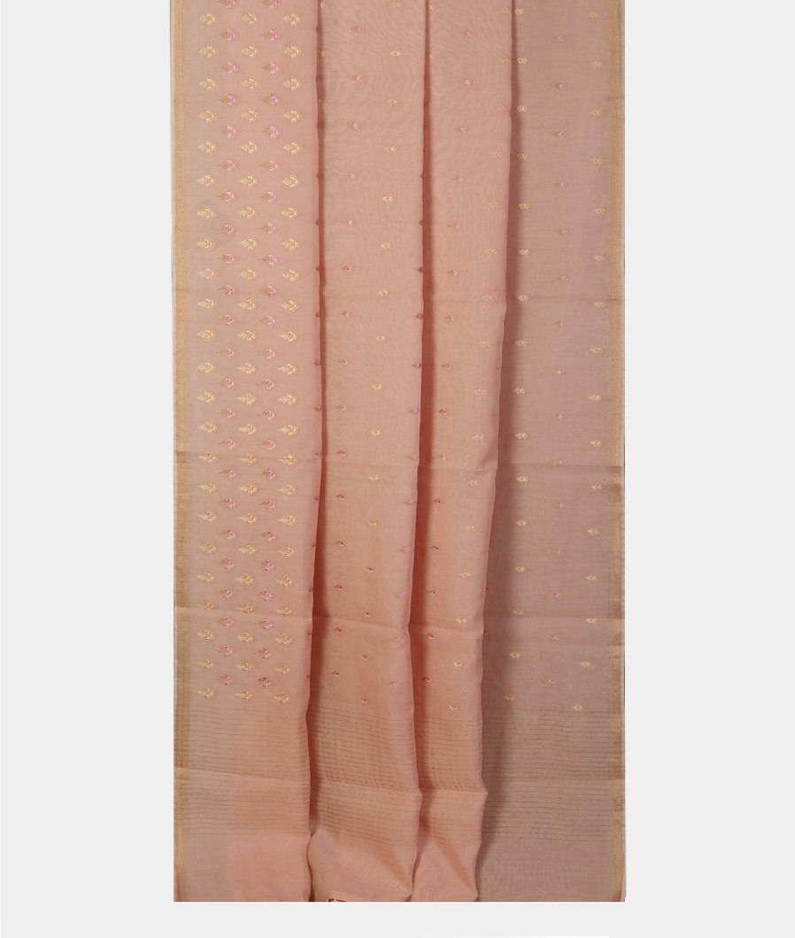Pink Chanderi Cotton Embroidery Saree T4365892