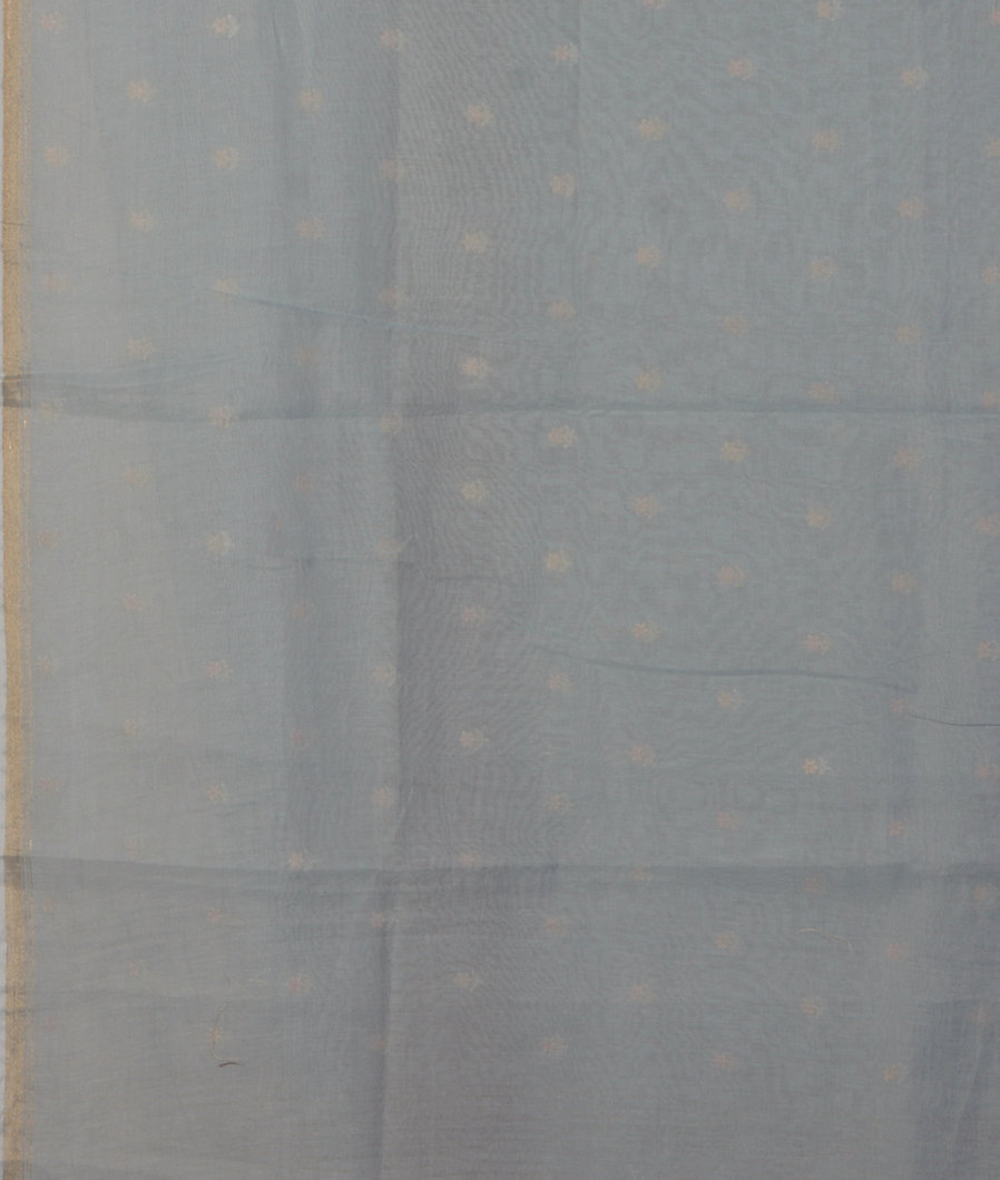 Bluish Grey Chanderi Cotton Embroidery Saree T4366023
