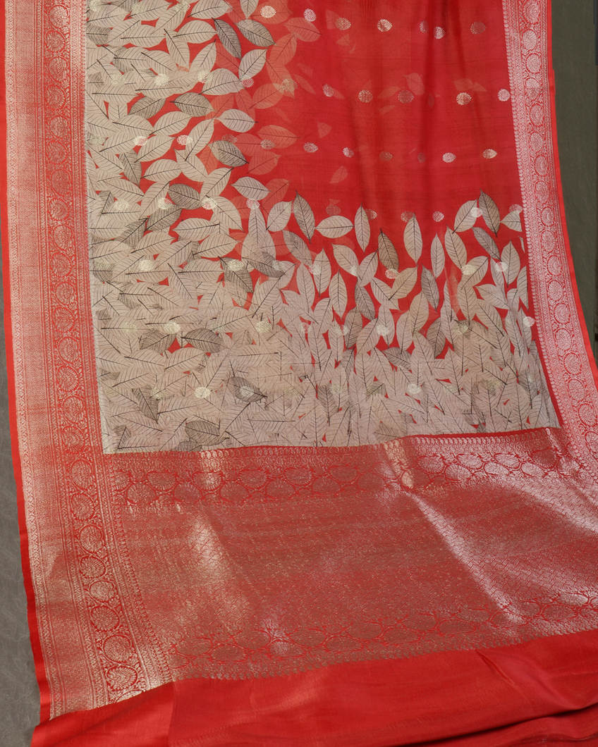 Red Banaras Kathan Silk Saree T4355753
