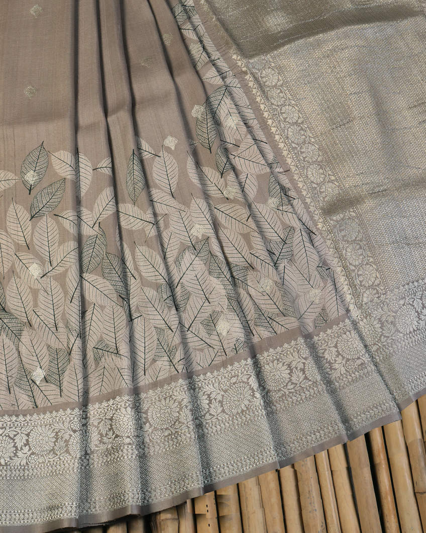 Grey Banaras Kathan Silk Saree T4355652