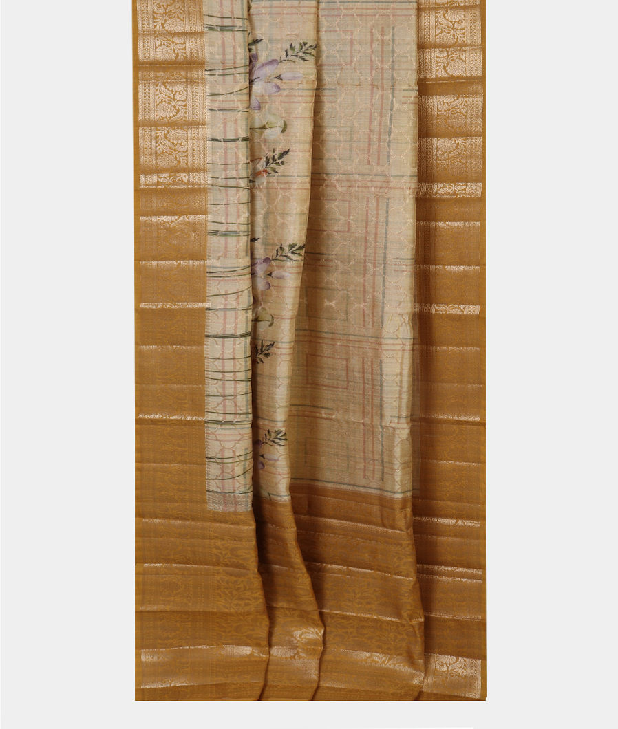 Beige Chaniya Silk Saree T4353392