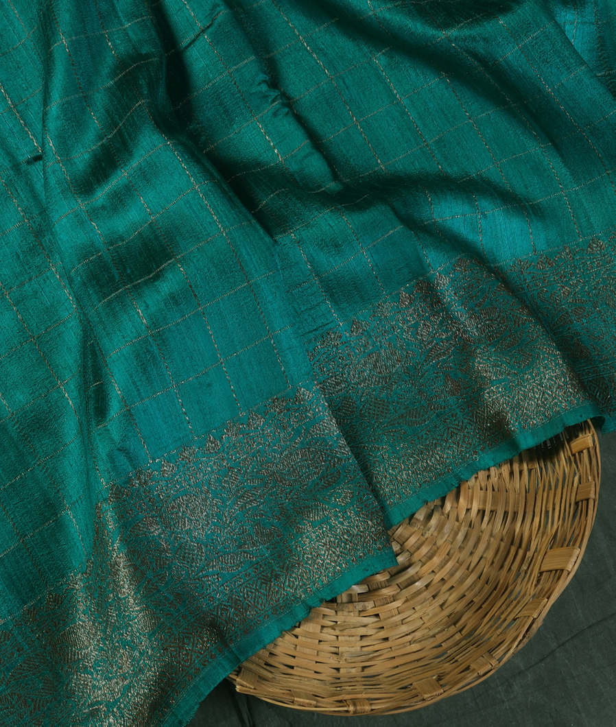 Green Banaras Tussar Saree T439317-image