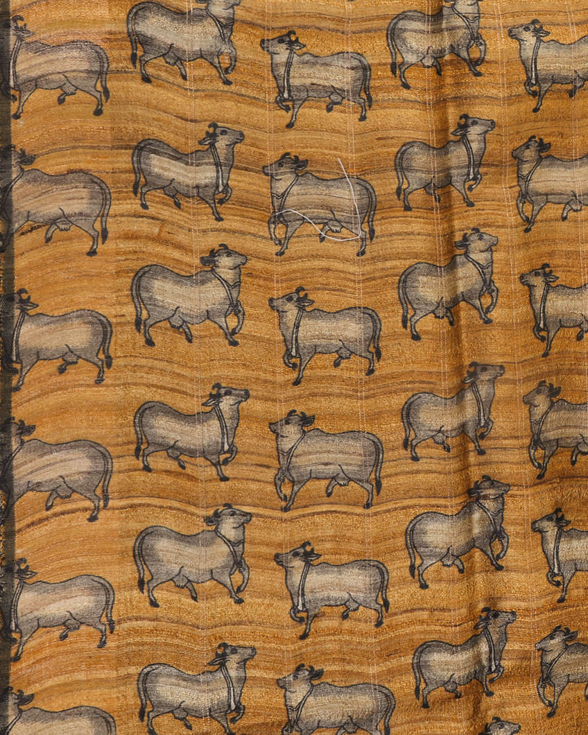 Brown Tussar Printed Saree T4378143