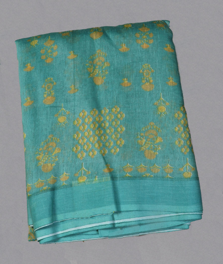 Blue linen Cotton Saree T431200-image