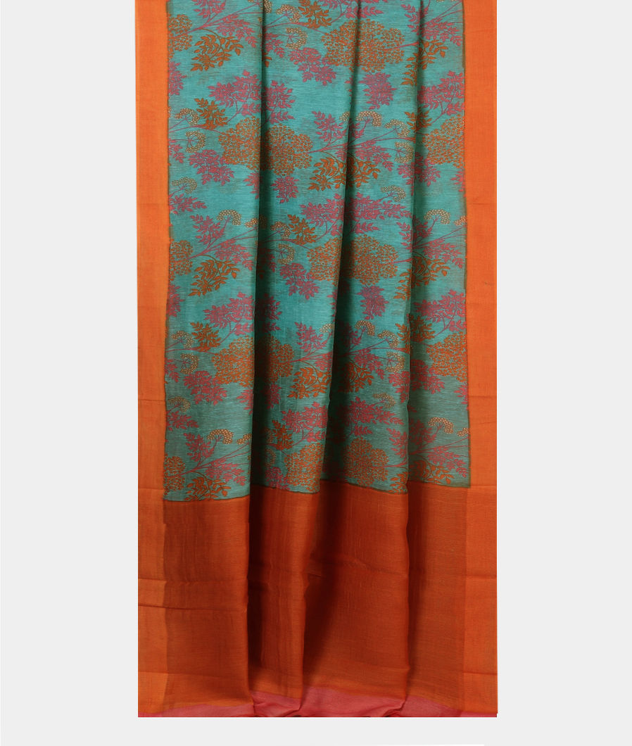Blue Linen Cotton Saree T4311592