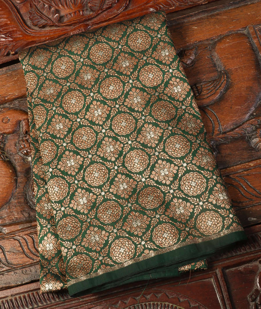 Bottle Green Banaras Silk Blouse T438034-image