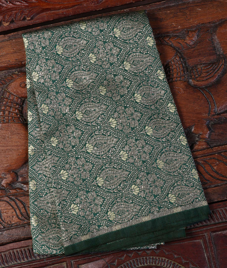 Bottle Green Banaras Silk Blouse T438087-image