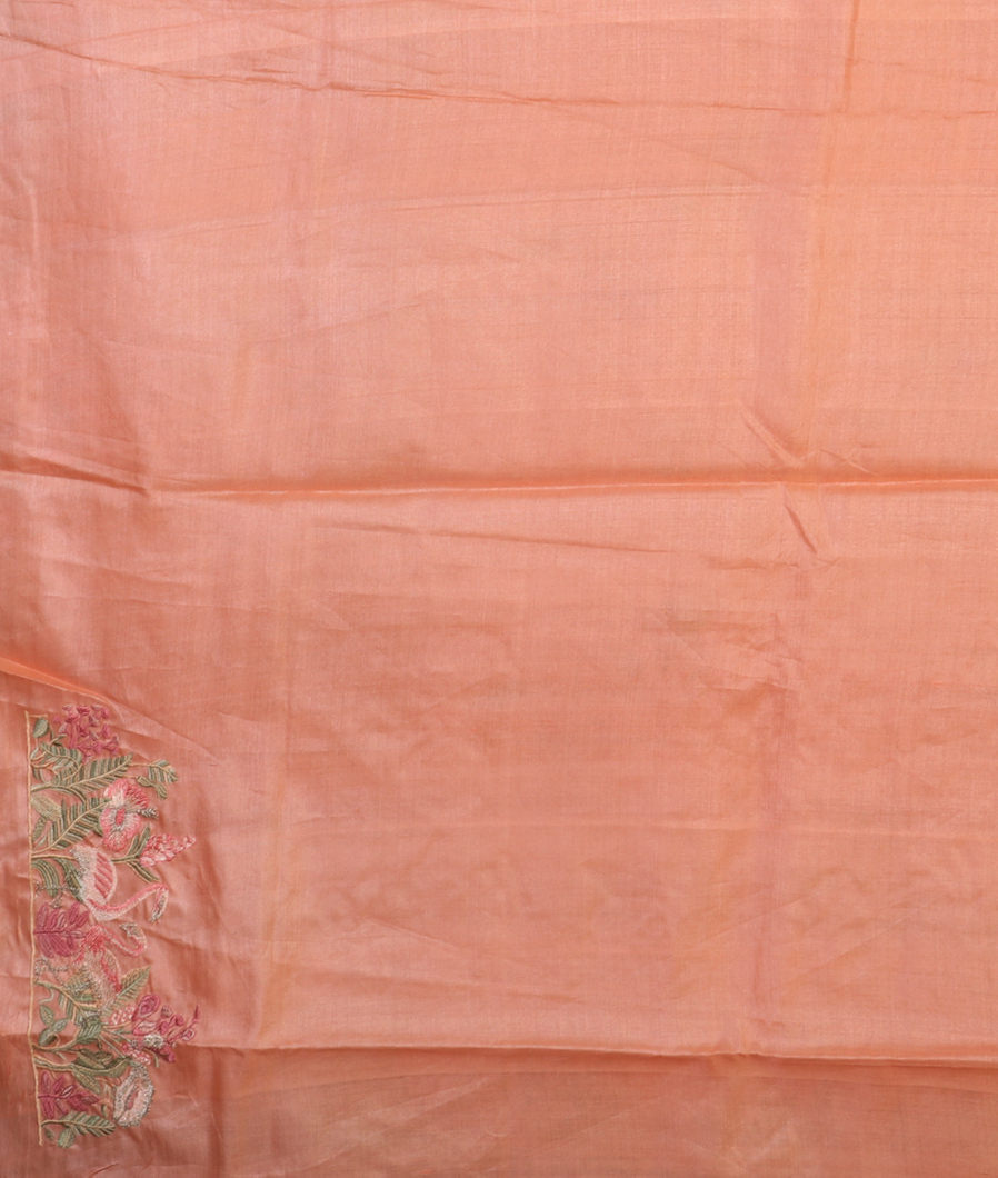 Peach Tussar Embroidery Saree T4215033
