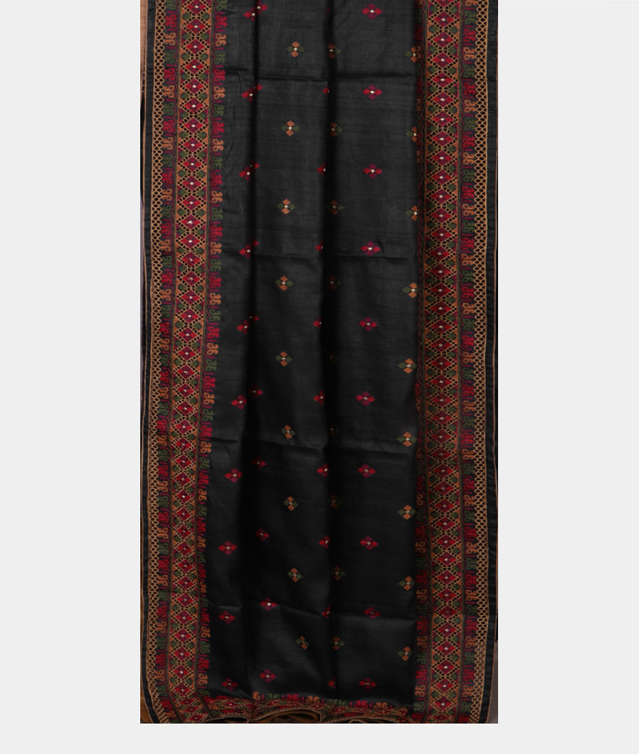 Black Tussar Cutwork Saree T4214882