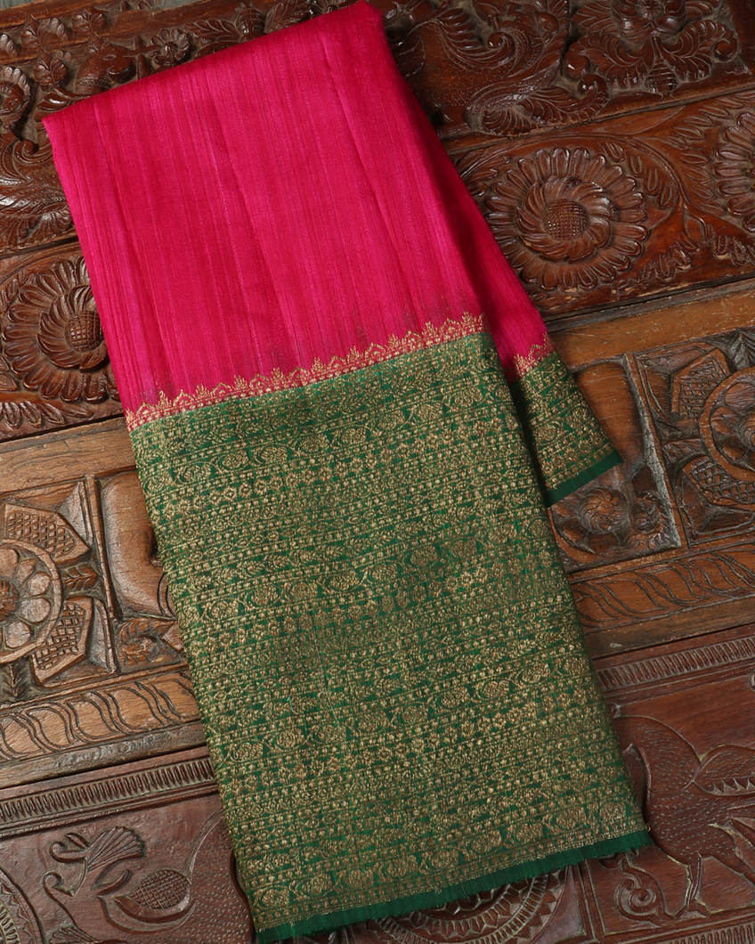 Magenta Banaras Tussar Saree T438887-image