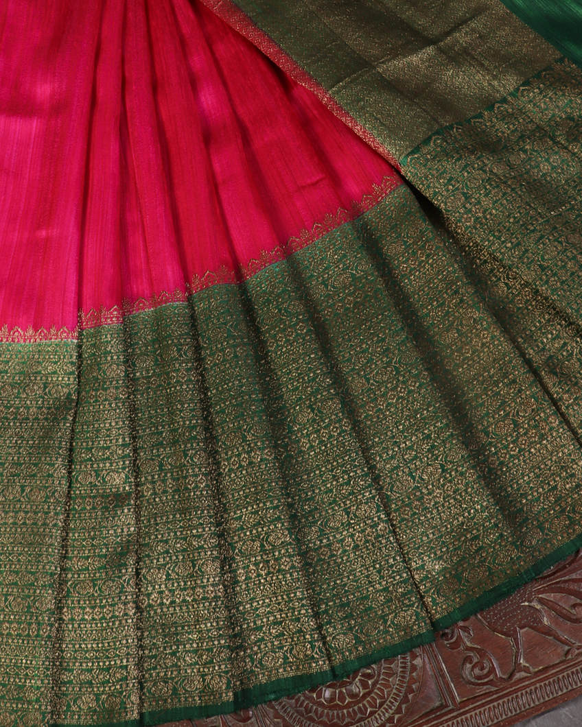 Magenta Banaras Tussar Saree T4388872