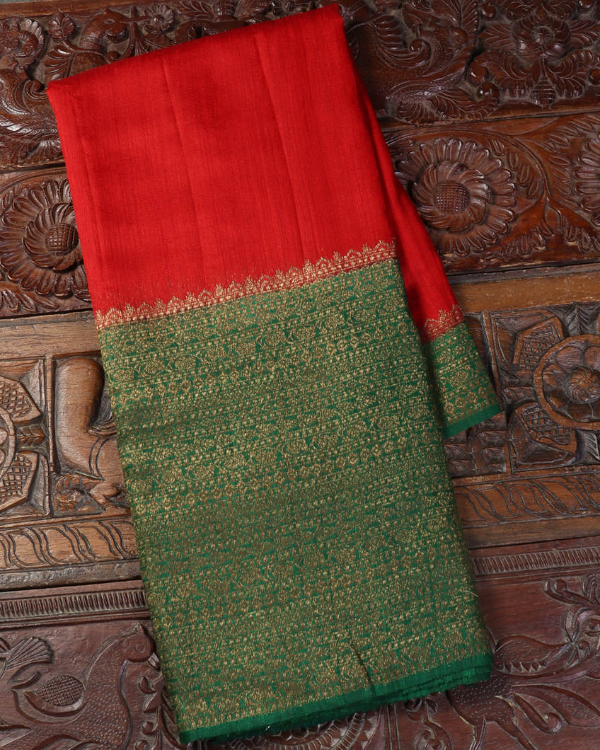 Red Banaras Tussar Saree T438892-image