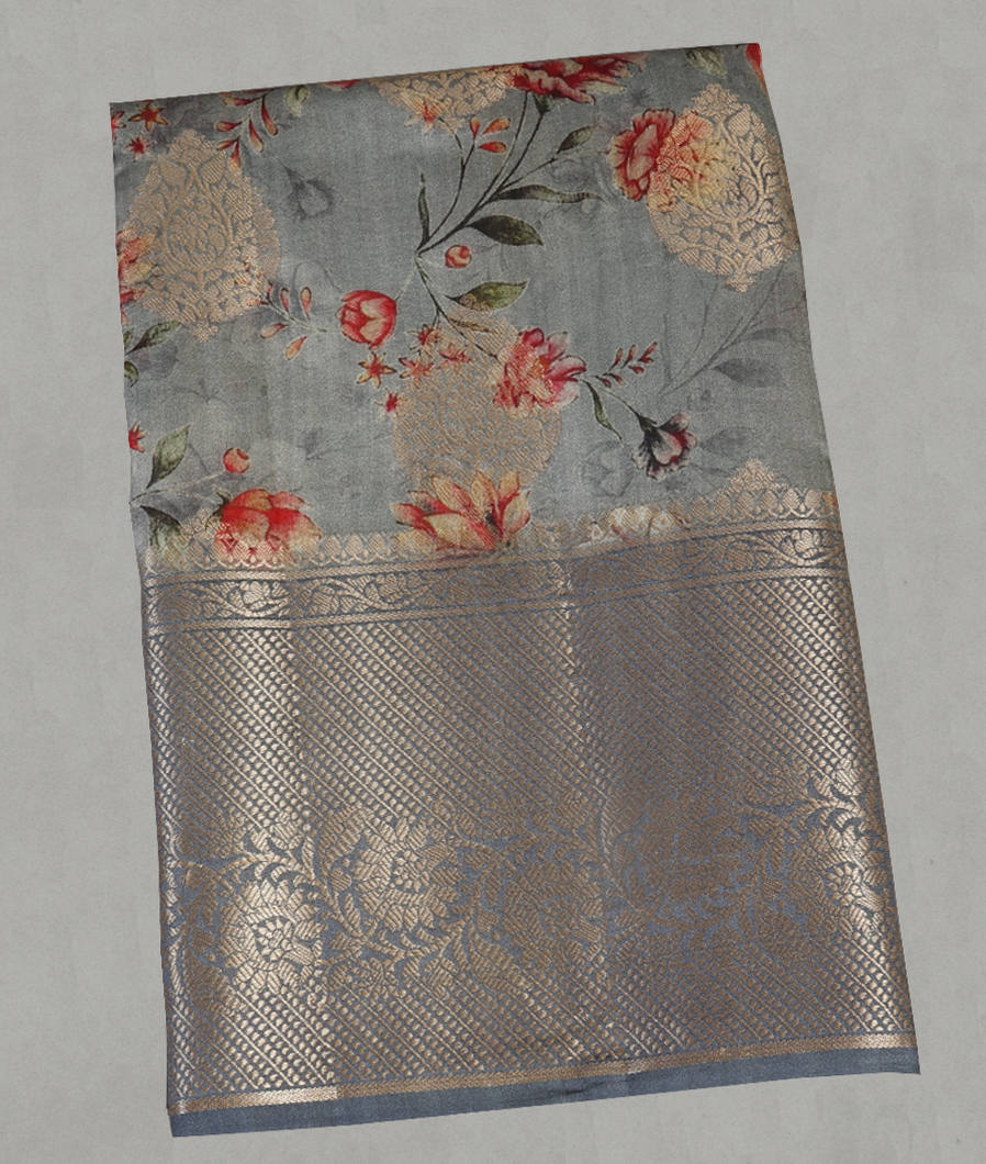 Grey Chaniya Silk Saree T435326-image