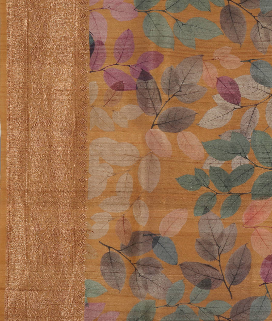 Dark Beige Banaras Tussar Georgette Saree T4302123