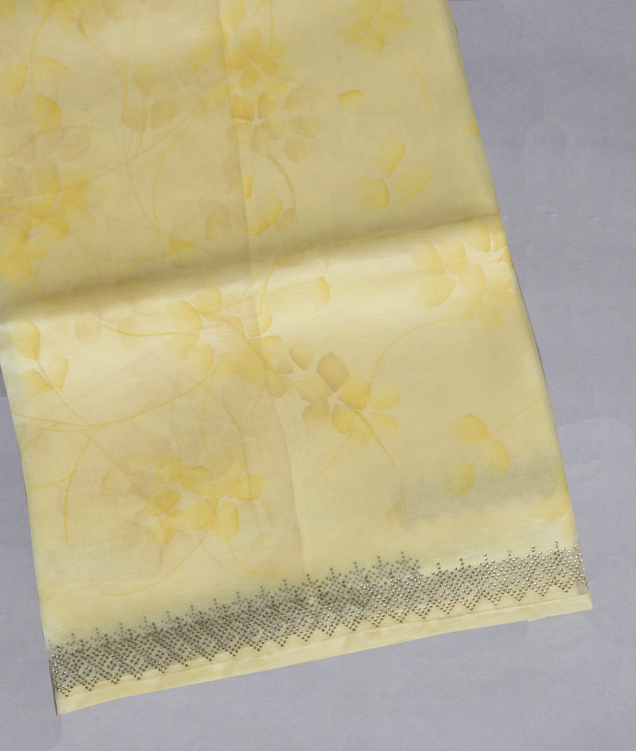 Yellow Kora Organza Printed Saree T369639-image