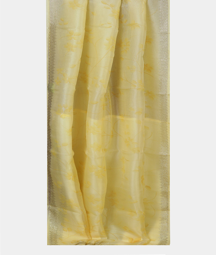 Yellow Kora Organza Printed Saree T3696392