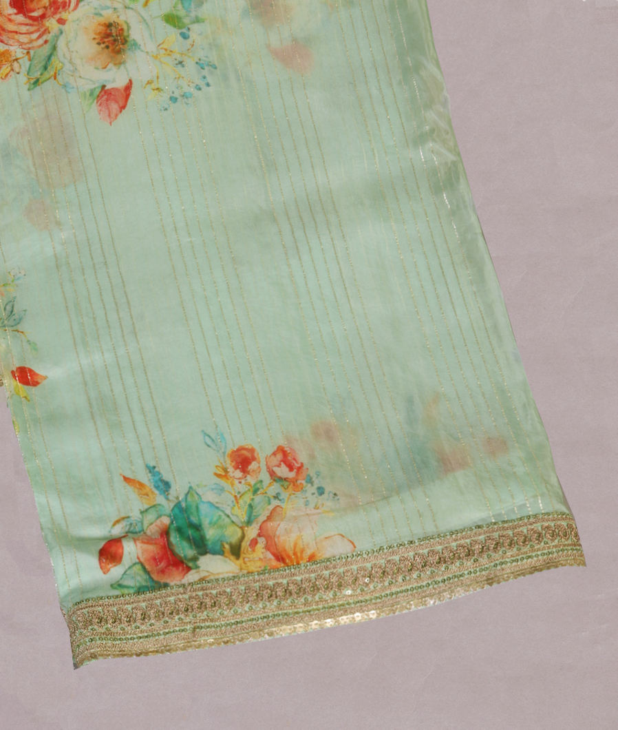 Green Kora Organza Embroidery Saree T435097-image