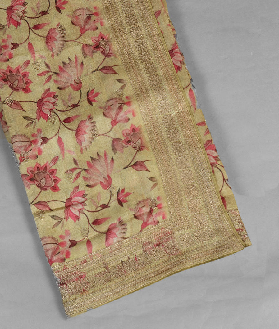 Green Tussar Embroidery Saree T393556-image