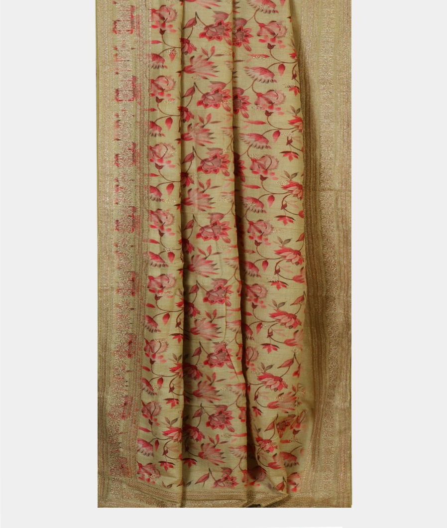 Green Tussar Embroidery Saree T3935562