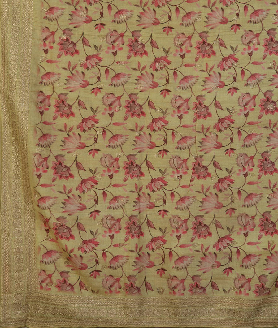 Green Tussar Embroidery Saree T3935564