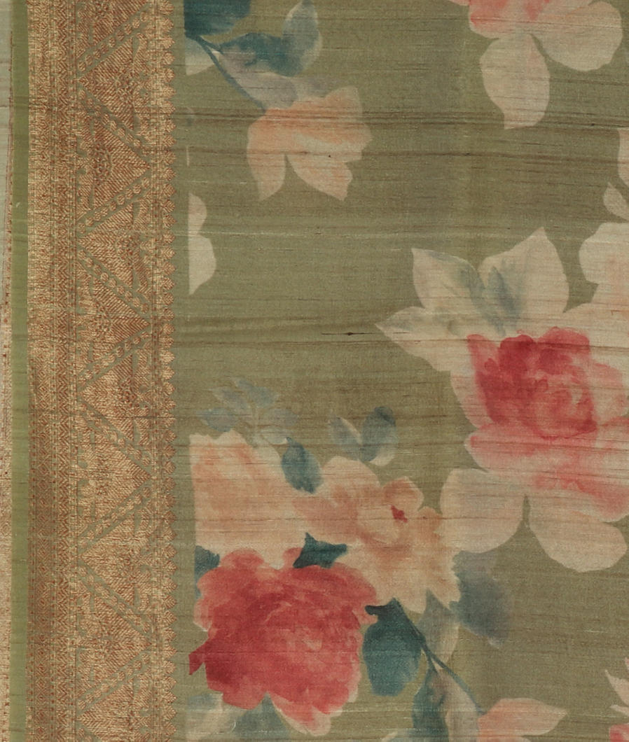 Green Banaras Tussar Georgette Saree T4302113