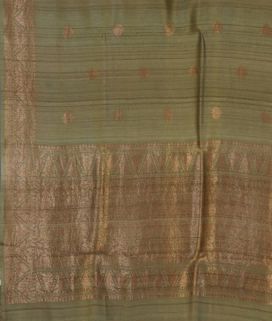 Green Banaras Tussar Georgette Saree T4302114