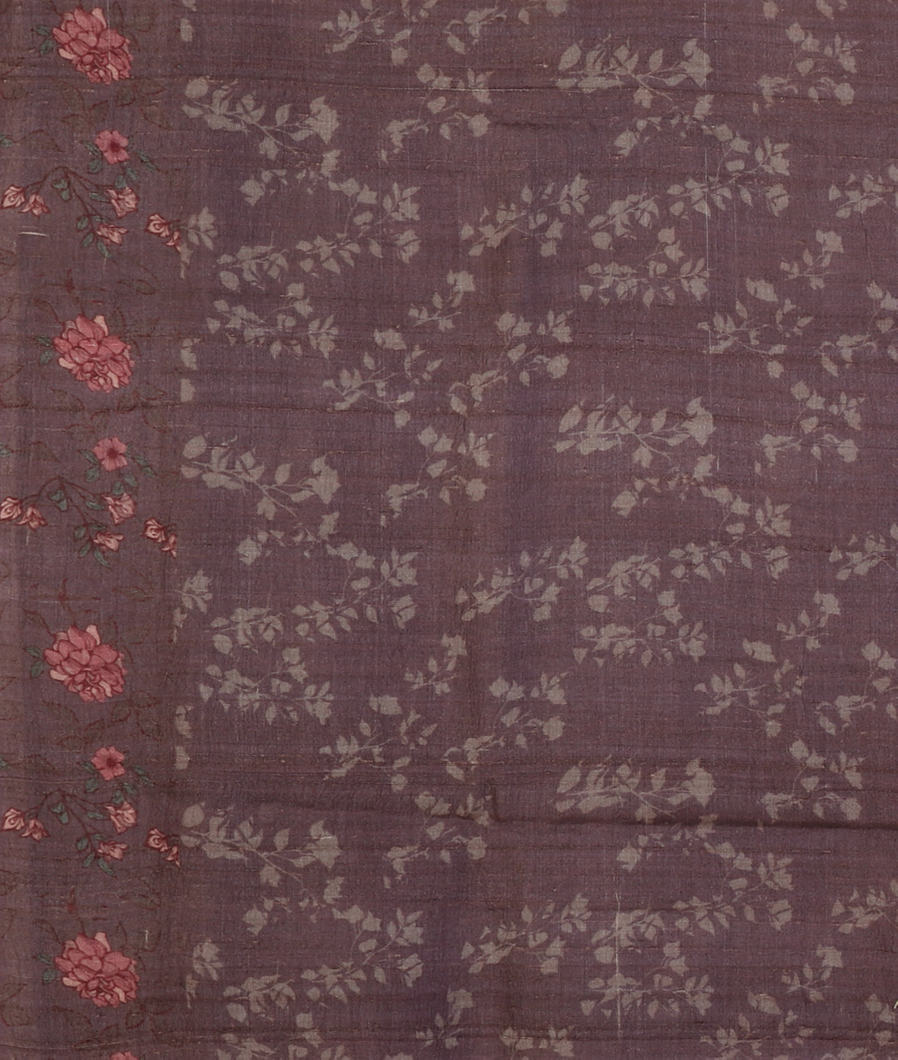 Purple Tussar Embroidery Saree T3709843