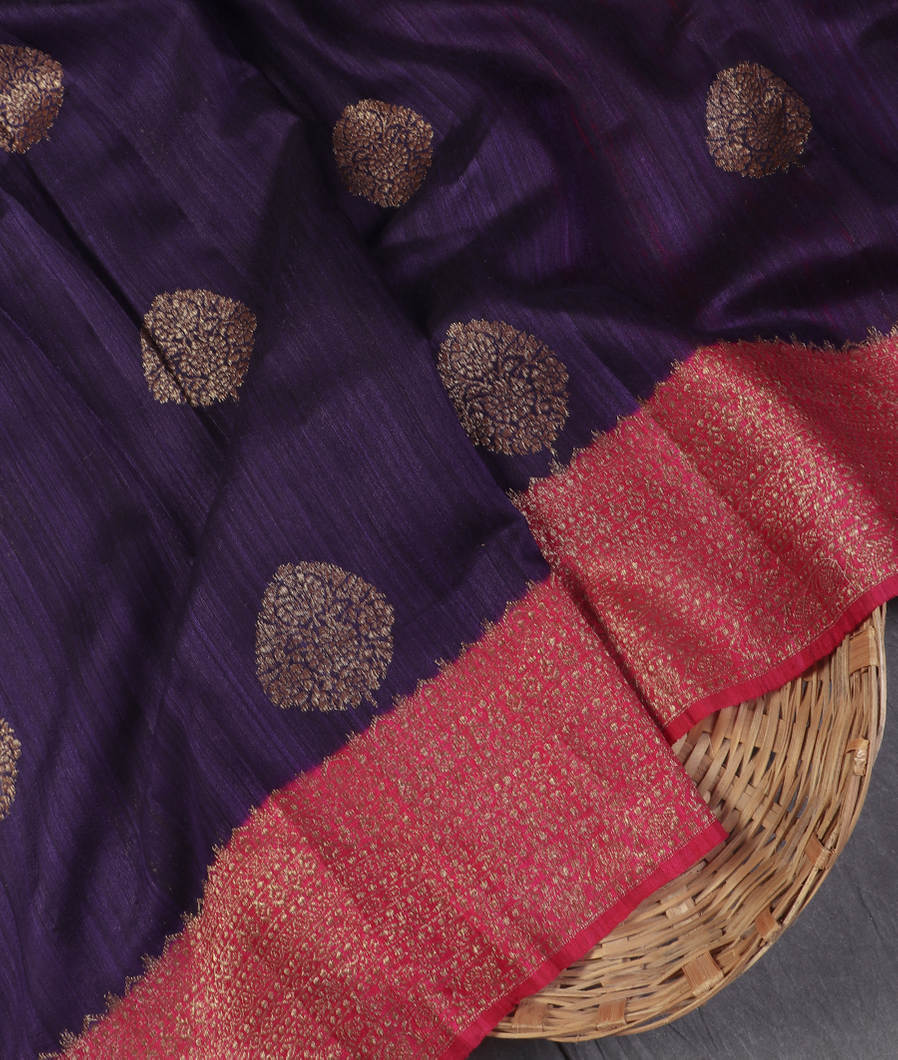 Purple Banaras Tussar Saree T438880-image