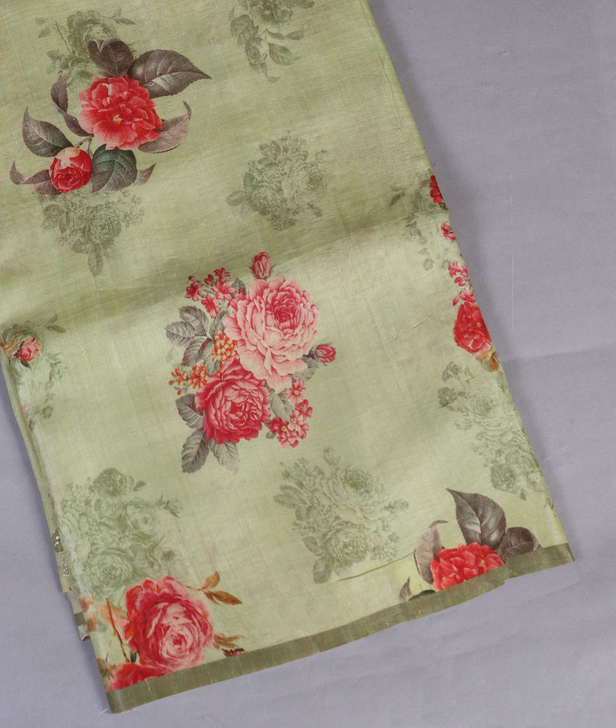Green Tussar Printed Saree T431852-image