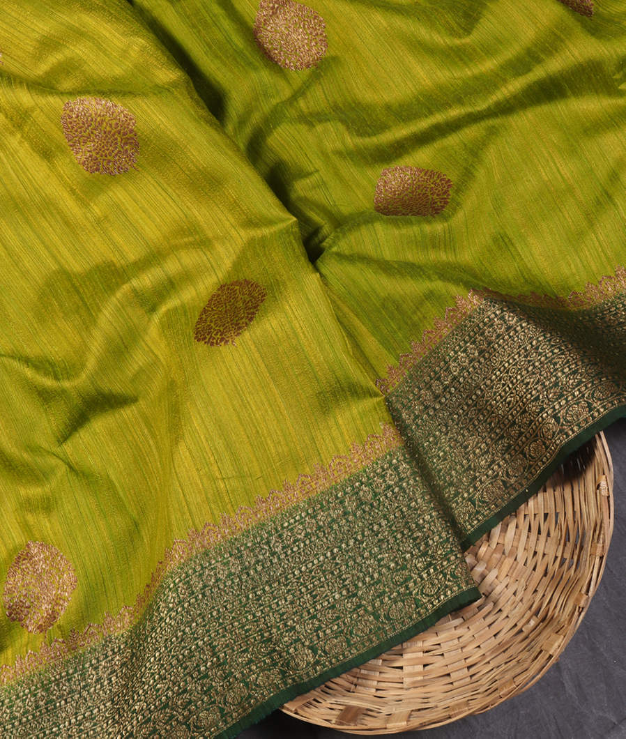 Green Banaras Tussar Saree T438875-image