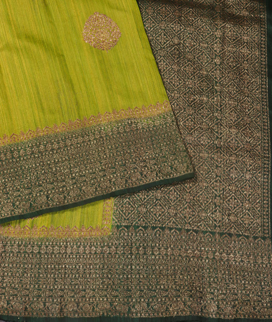 Green Banaras Tussar Saree T4388752