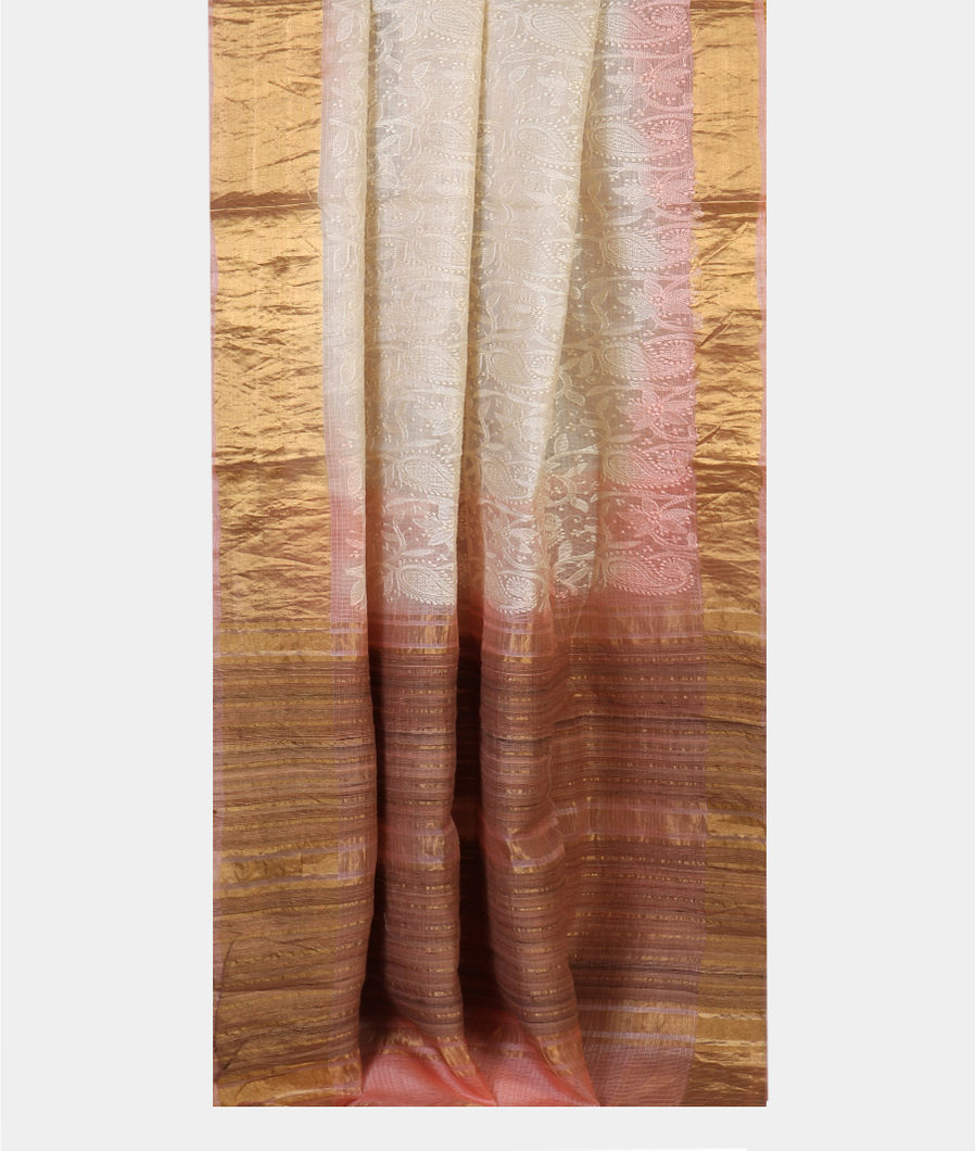 White Silk Kota Embroidery Saree T4356052