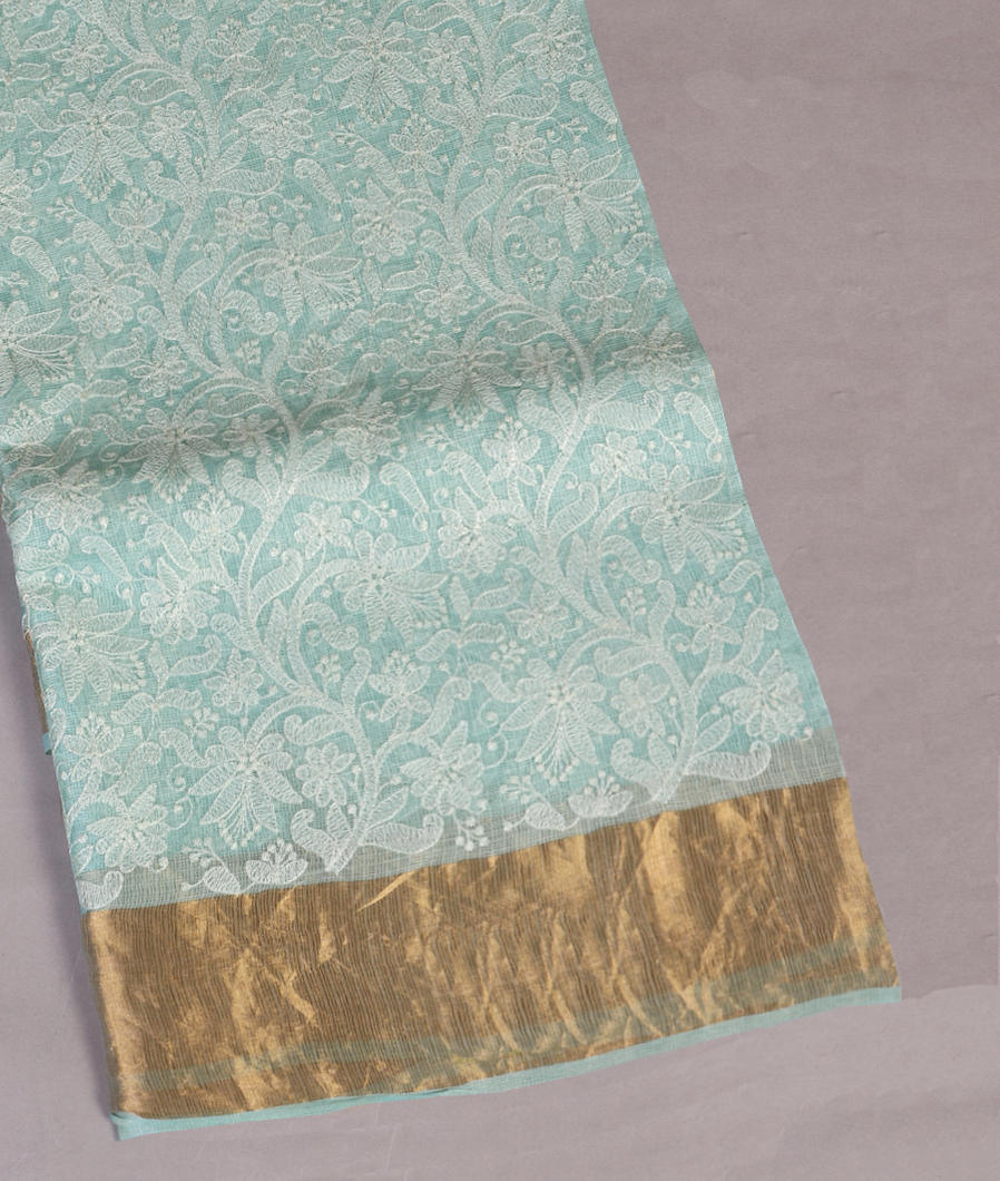 Blue Silk Kota Embroidery Saree T435611-image