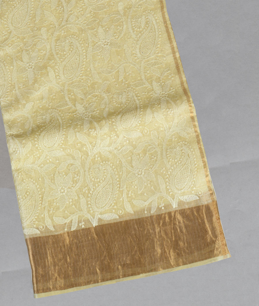 Yellow Silk Kota Embroidery Saree T435609-image