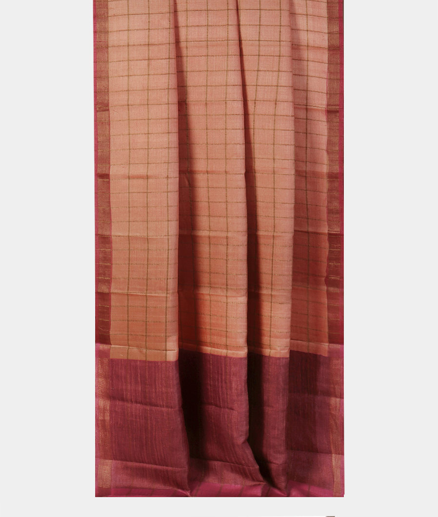 Salmon Pink Woven Tussar Saree T4296512