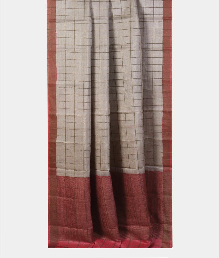 Grey Woven Tussar Saree T4296612