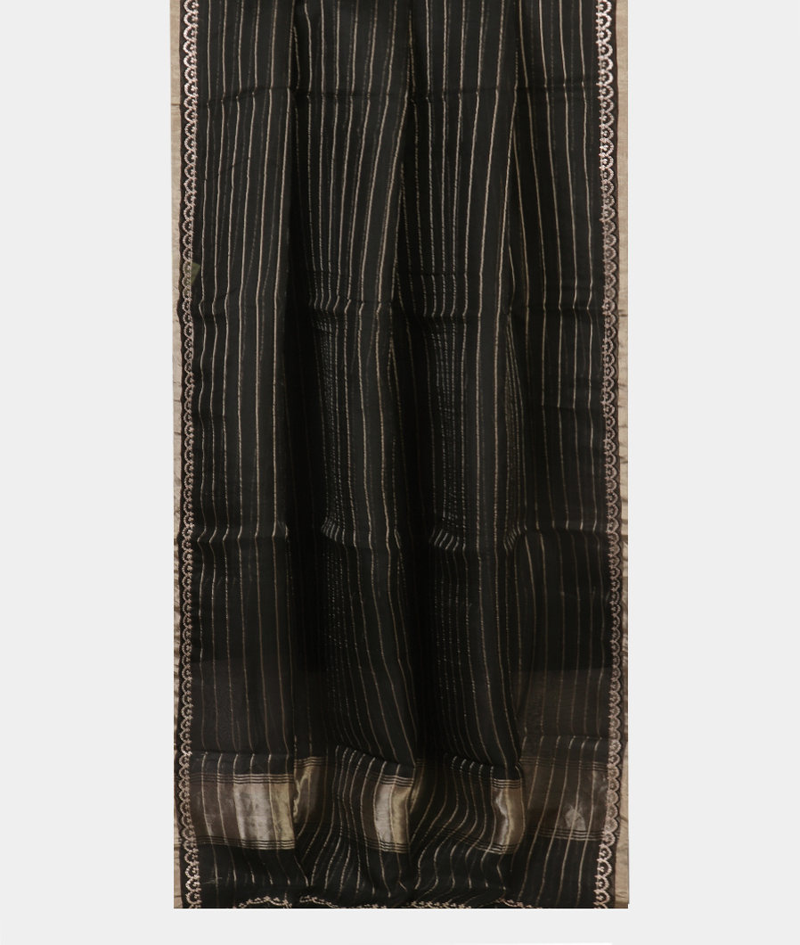 Black Kora Organza Embroidery Saree T4326272