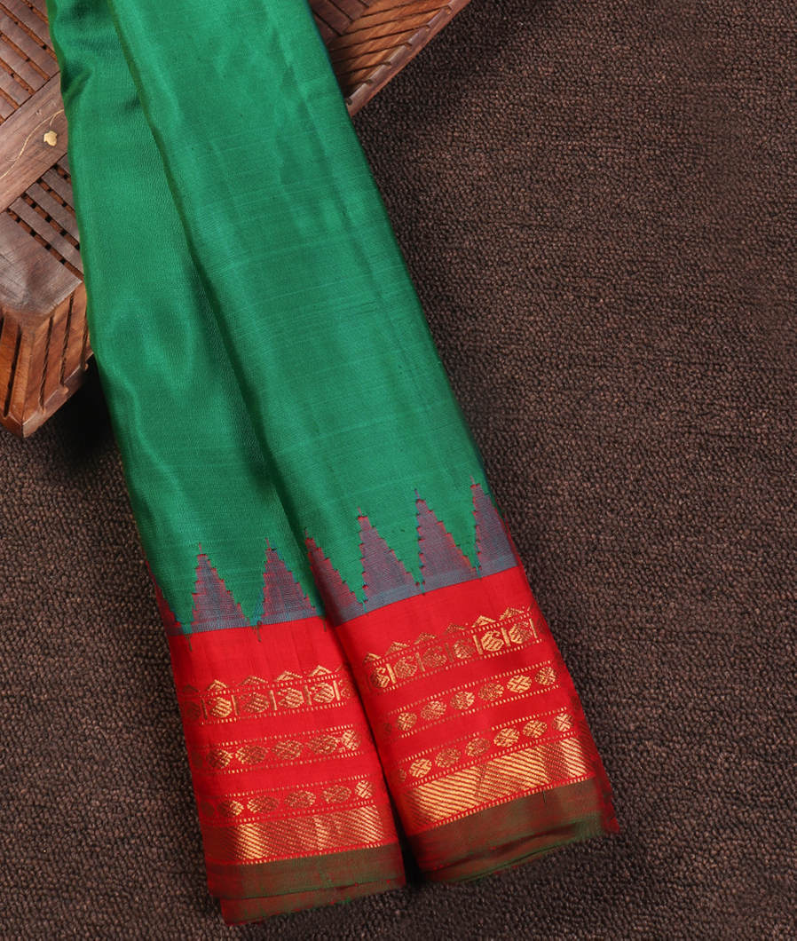 Green Gadwal Silk Saree T357099-image
