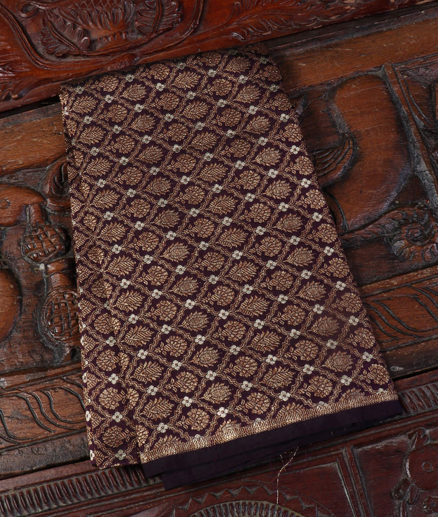 Burgundy Banaras Silk Blouse T433818-image