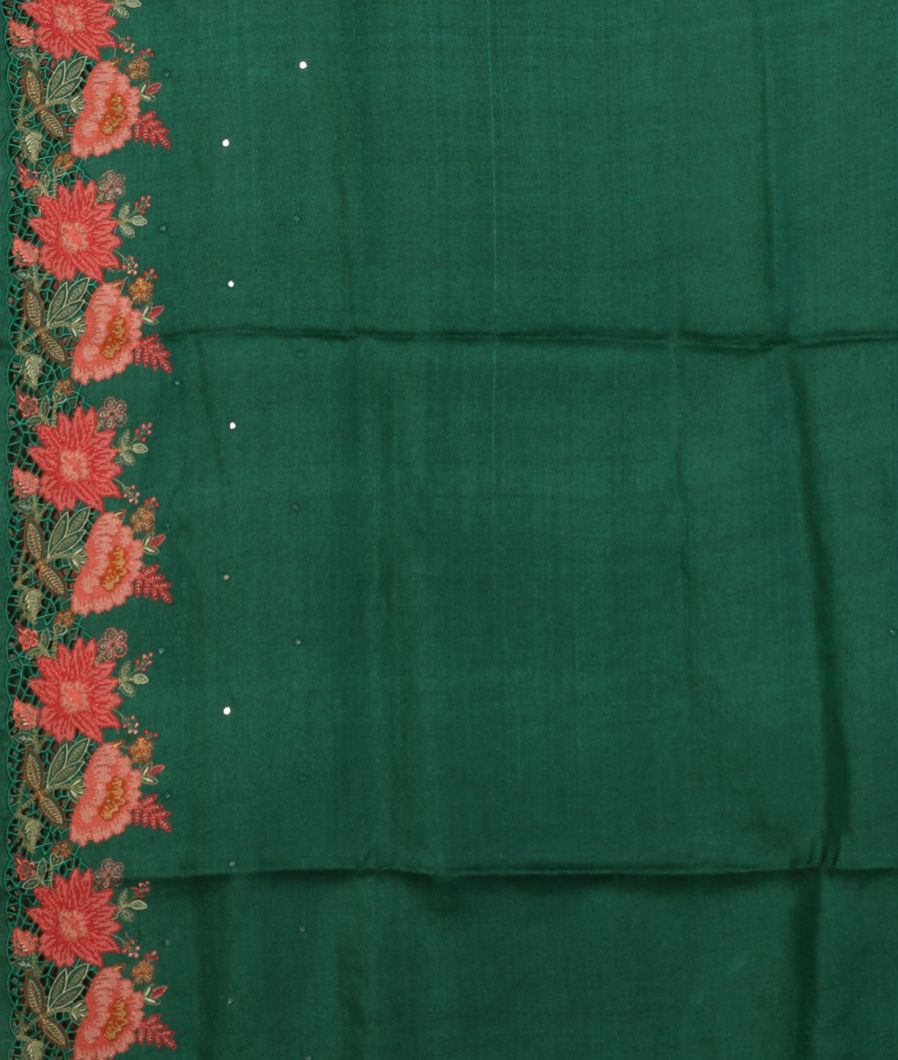 Green Tussar Cutwork Saree T4316673