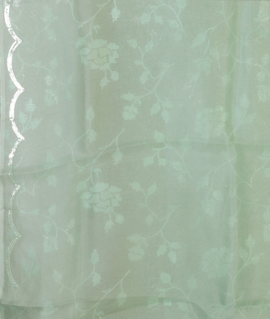 Green Kora Organza Embroidery Saree T4327123