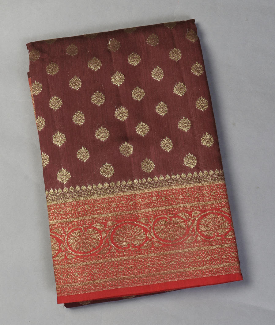 Brown Banaras Tussar Saree T436553-image
