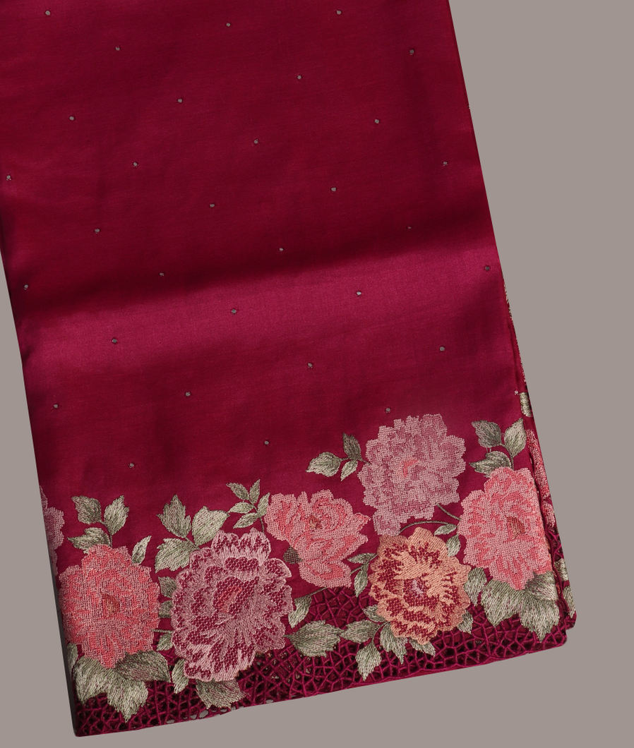 Purple Tussar Cutwork Saree T431676-image