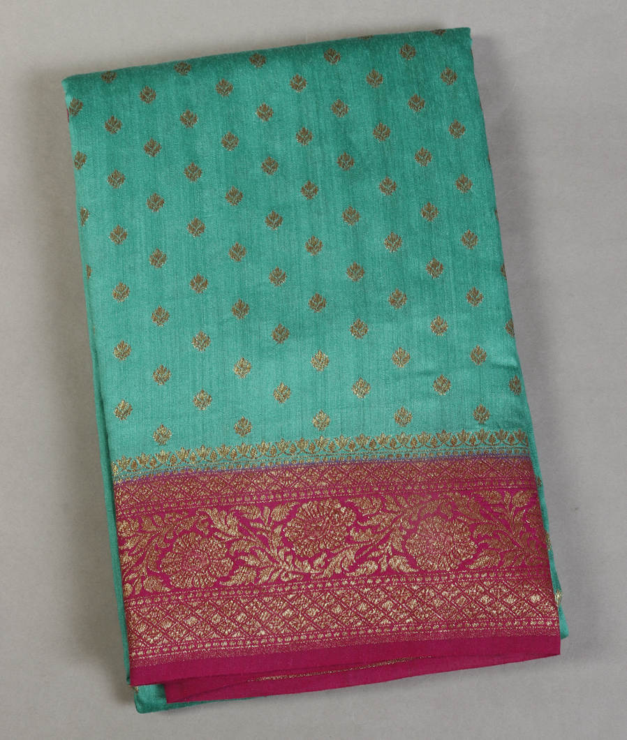 Green Banaras Tussar Saree T414444-image