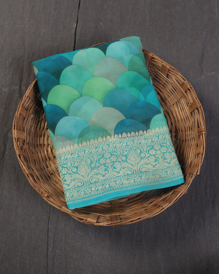 Blue Banaras Georgette Silk Saree T440058-image