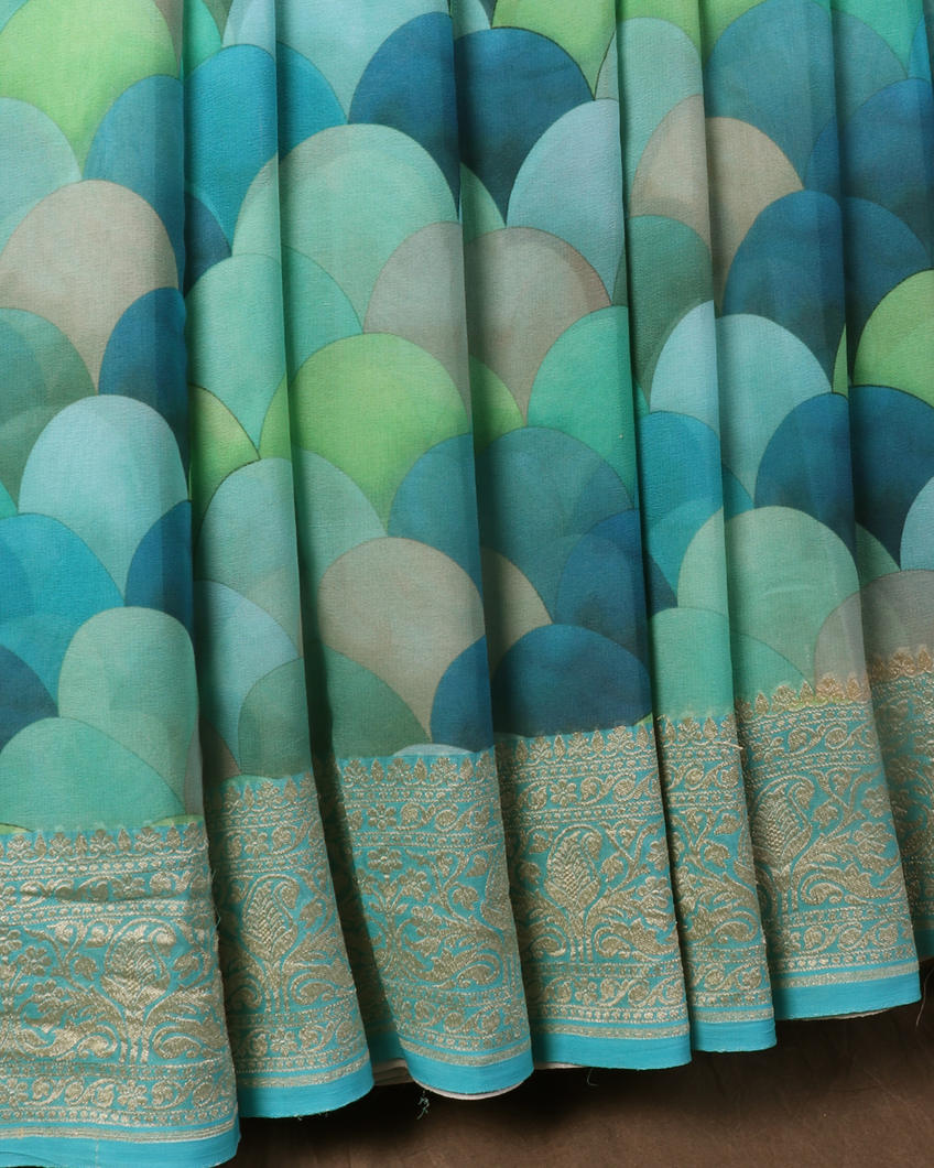 Blue Banaras Georgette Silk Saree T4400582