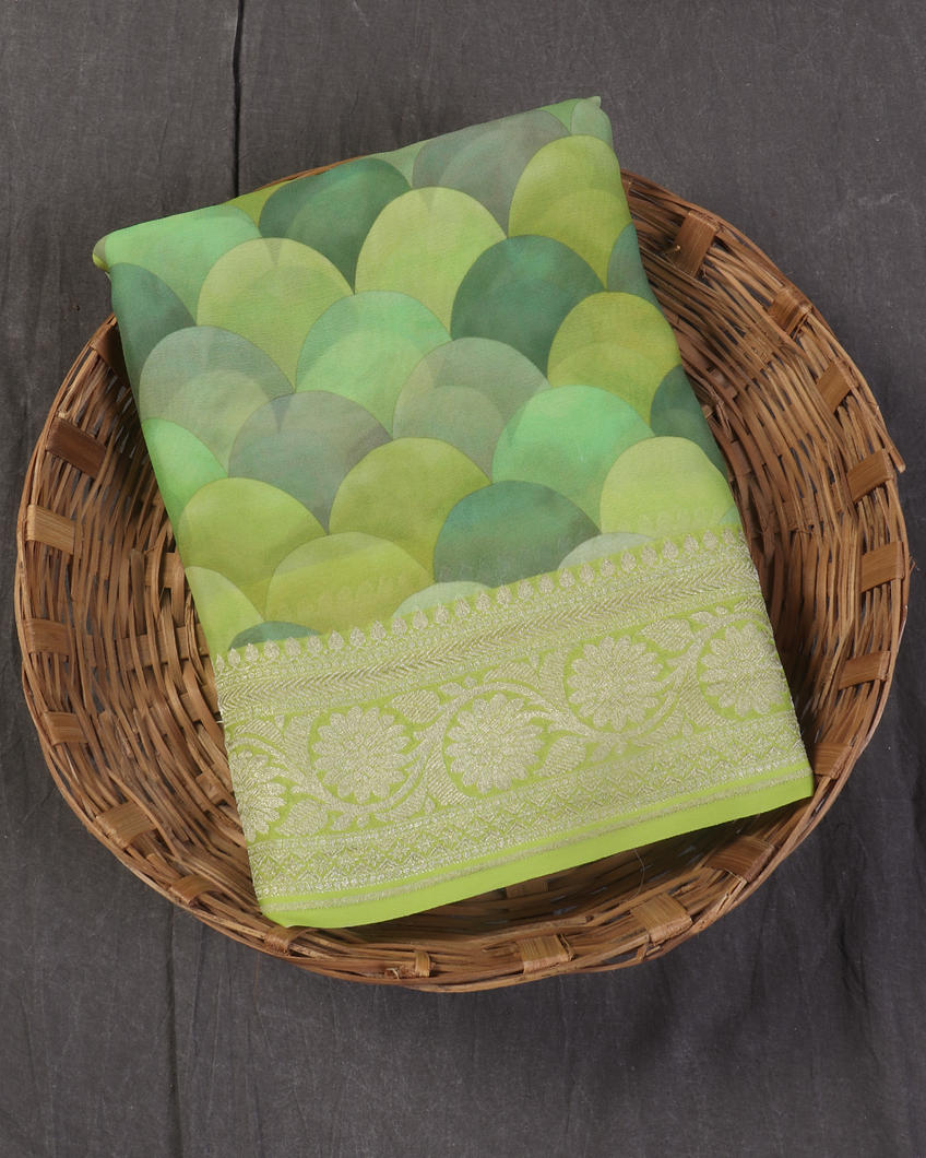 Green Banaras Georgette Silk Saree T440057-image