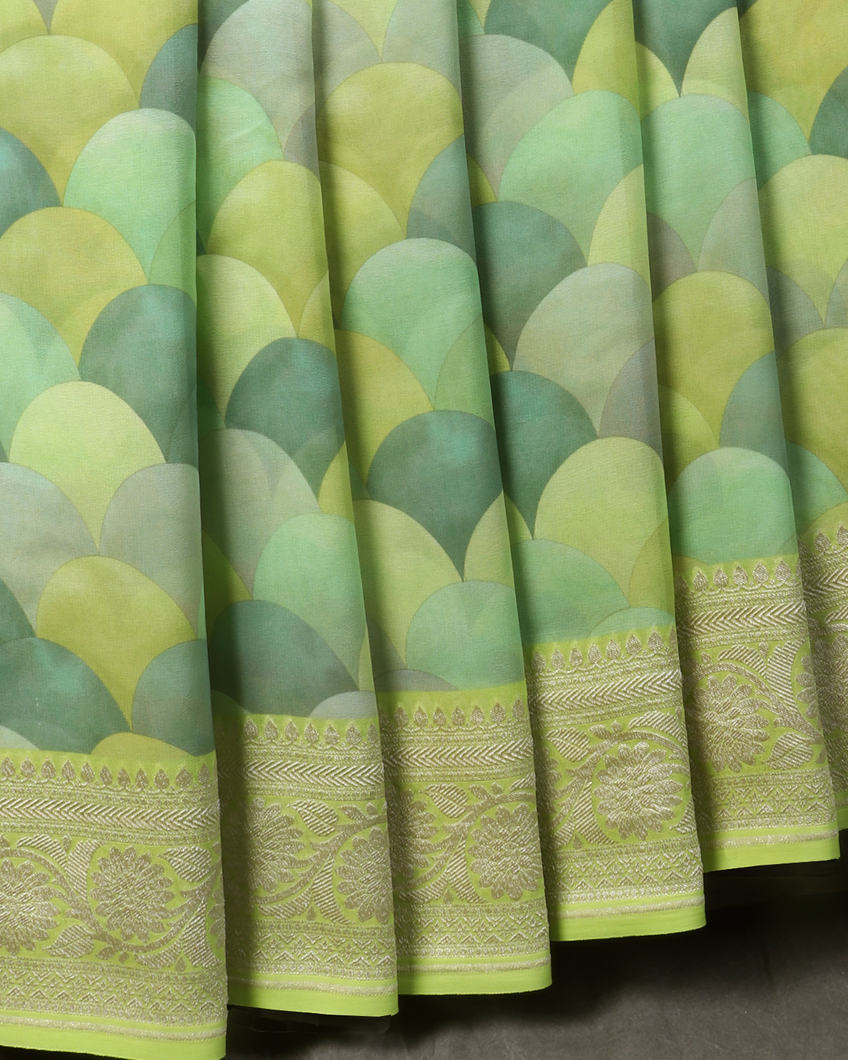 Green Banaras Georgette Silk Saree T4400572