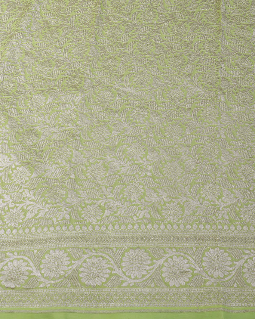 Green Banaras Georgette Silk Saree T4400573